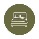 Comfortable bedding icon for Wilpattu safari accommodation in Sri Lanka.