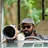 Bhashitha Jayathilaka, founder of Wilpattu Safaria, leading a private wildlife safari in Wilpattu National Park, Sri Lanka.